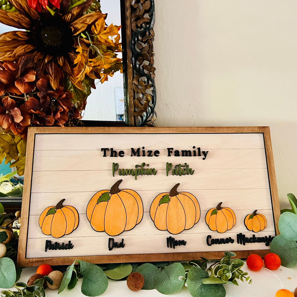 Personalized Pumpkin Patch Sign - Fall Decor with Family Name